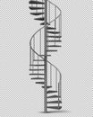 Metal spiral, helical staircase realistic vector