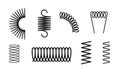 Metal spring set spiral coil flexible icon. Wire elastic or steel spring bounce pressure object design