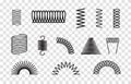 Metal spring set spiral coil flexible icon. Wire elastic or steel spring bounce pressure object design