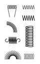 Metal spring set spiral coil flexible icon. Wire elastic or steel spring bounce pressure object design