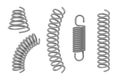 Metal springs set of various shaped tapering. Compressed, extended coils, spirals Royalty Free Stock Photo