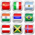 Metal square national flags Royalty Free Stock Photo