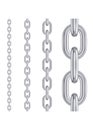 Metal stainless steel chain. Realistic vector seamless silver chain for brushes and design. Royalty Free Stock Photo