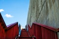 Metal stairs on the gray concrete wall Royalty Free Stock Photo