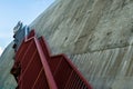 Metal stairs on the gray concrete wall Royalty Free Stock Photo