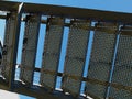 Metal stairs staircase with clear blue sky background Royalty Free Stock Photo