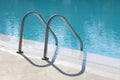 Metal stairs into a swimmingpool Royalty Free Stock Photo
