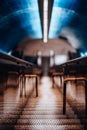 Metal stairs between two escalators Royalty Free Stock Photo