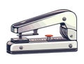 Metal stapler with plastic handle on white background