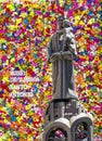 Metal statue in homage to Santo Antonio, patron saint of the city of Lisbon.