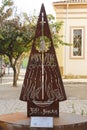 Metal statue with image of Our Lady of Aparecida