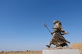 Metal statue of Tang Priest Tang Sanzang in Ruins of Gaochang, Turpan Xinjiang Province China