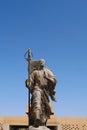 Metal statue of Tang Priest Tang Sanzang in Ruins of Gaochang, Turpan Xinjiang Province China