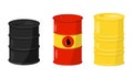 Metal or Steel Barrel with Oil and Fluid Vector Set Royalty Free Stock Photo