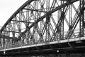 Metal steel industrial rusty train railway bridge detail in Prague