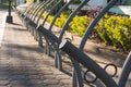 Metal, steel line up of empty bike stand