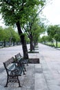 Metal steel old fashioned bench chair along the SANAM LUANG park