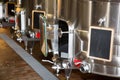 Metal steel tanks for wine fermentation in bordeaux cellar Royalty Free Stock Photo