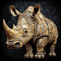 Metal And Sticks Rhino: A Pinturicchio-inspired Artwork