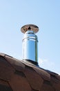 Metal stove pipe on the roof closeup Royalty Free Stock Photo