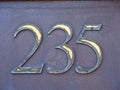 Metal 235 Street Number on Wall Royalty Free Stock Photo