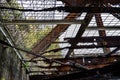 Metal structure of an abandoned bridge completely rusted Royalty Free Stock Photo