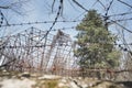 The metal structure of the astronomical radio telescope observatory on the territory of the Institute of the Ionosphere