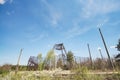 The metal structure of the astronomical radio telescope observatory on the territory of the Institute of the Ionosphere