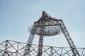 The metal structure of the astronomical radio telescope observatory on the territory of the Institute of the Ionosphere