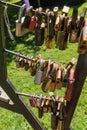 Armenia, Yerevan, September 2022. Old locks as a sign of the inviolability of marriage in the park.