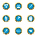 Metal structure icons set, flat style