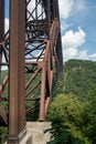 Metal structure of the New River Gorge Bridge in West Virginia