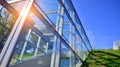 Modern building glass roof metal frame construction. Royalty Free Stock Photo