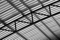 Metal structure of warehouse roof.