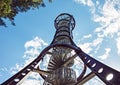 Metal structure of wildlife observation tower