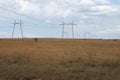 metal structures of poles for high-voltage wires Royalty Free Stock Photo