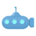 Metal submarine icon, cartoon style