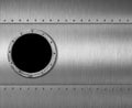Metal submarine or rocket porthole window 3d illustration