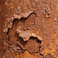 Metal surface displaying flaking and peeling layers of orange brown Royalty Free Stock Photo