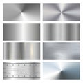 Metal surface finishing texture realistic icons collection with satin brushed and polish samples. Royalty Free Stock Photo