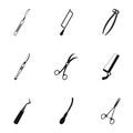 Metal surgery tools icon set, simple style