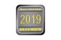 Metal volume plate with congratulations Merry Christmas 2019