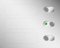 Metal switches or switches. Aluminium control panel. Space for text. Web interface.