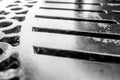 Metal table close-up, iron work detail