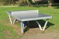 A metal table tennis table in the public path in Langport, Somerset