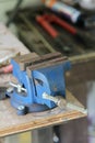 Table vise clamp on table Royalty Free Stock Photo
