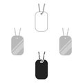 Metal tags hanging on a chain icon cartoon,black. Single weapon icon from the big ammunition, arms set. Royalty Free Stock Photo