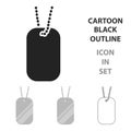 Metal tags hanging on a chain icon cartoon. Single weapon icon from the big ammunition, arms set. Royalty Free Stock Photo