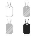 Metal tags hanging on a chain icon cartoon. Single weapon icon from the big ammunition, arms set. Royalty Free Stock Photo