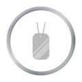 Metal tags hanging on a chain icon cartoon. Single weapon icon from the big ammunition, arms set.